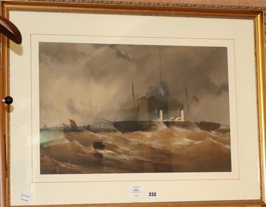 Charles Taylor (19th C.) Paddlesteamer of the Kentish coast 37 x 56cm